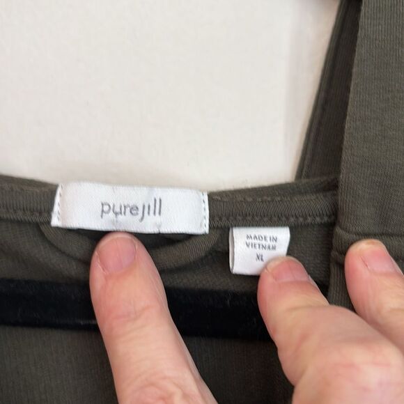 J. JILL WOMEN LONG HOODED POCKET OLIVE GREEN CAPE ROBE JACKET XL EUC PIMA COTTON - Picture 7 of 11